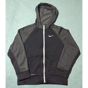 Nike Therma-Fit Elite Hooded Zip Up Jacket Gray Black Youth Large Pockets